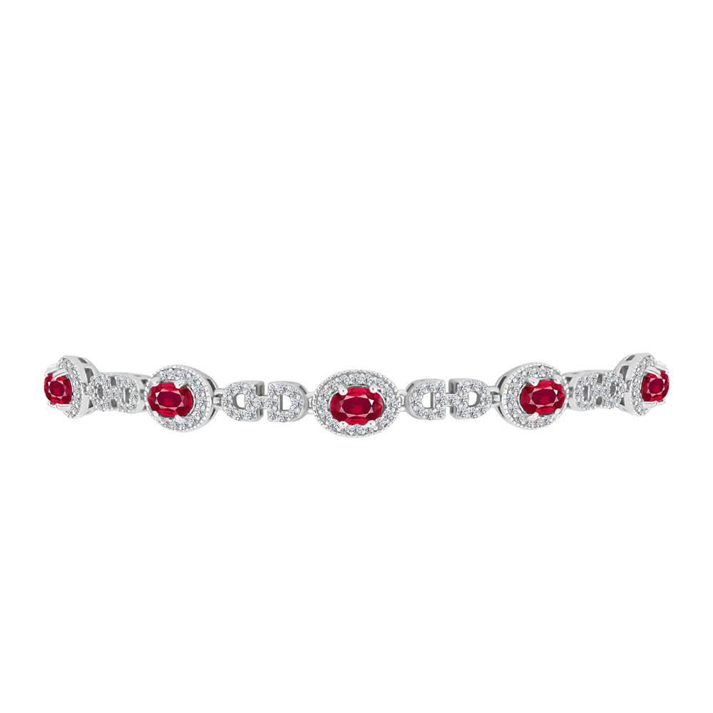 Brățară din Argint 925 ( 8.55 grame ) cu Rubin Malagasy și Topaz Alb 4.59 Carate 2 