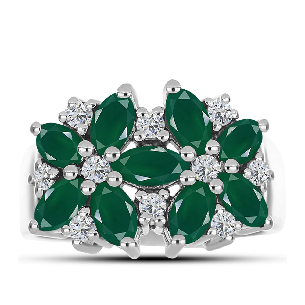 Inel din Argint 925 ( 4.69 grame ) cu Calcedon Verde și Topaz Alb 2.38 Carate