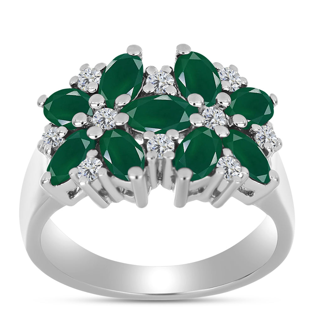 Inel din Argint 925 ( 4.69 grame ) cu Calcedon Verde și Topaz Alb 2.38 Carate