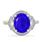 Inel din Argint 925 Placat cu Aur ( 3.27 grame ) cu Agat Albastru și Topaz Alb 4.53 Carate