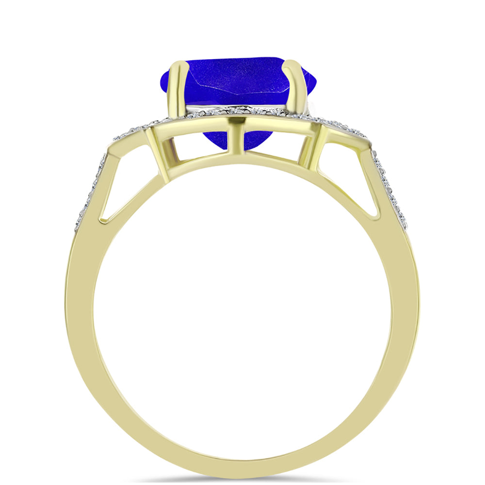 Inel din Argint 925 Placat cu Aur ( 3.27 grame ) cu Agat Albastru și Topaz Alb 4.53 Carate