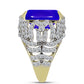 Inel din Argint 925 Placat cu Aur ( 7.45 grame ) cu Agat Albastru și Topaz Alb 11.72 Carate