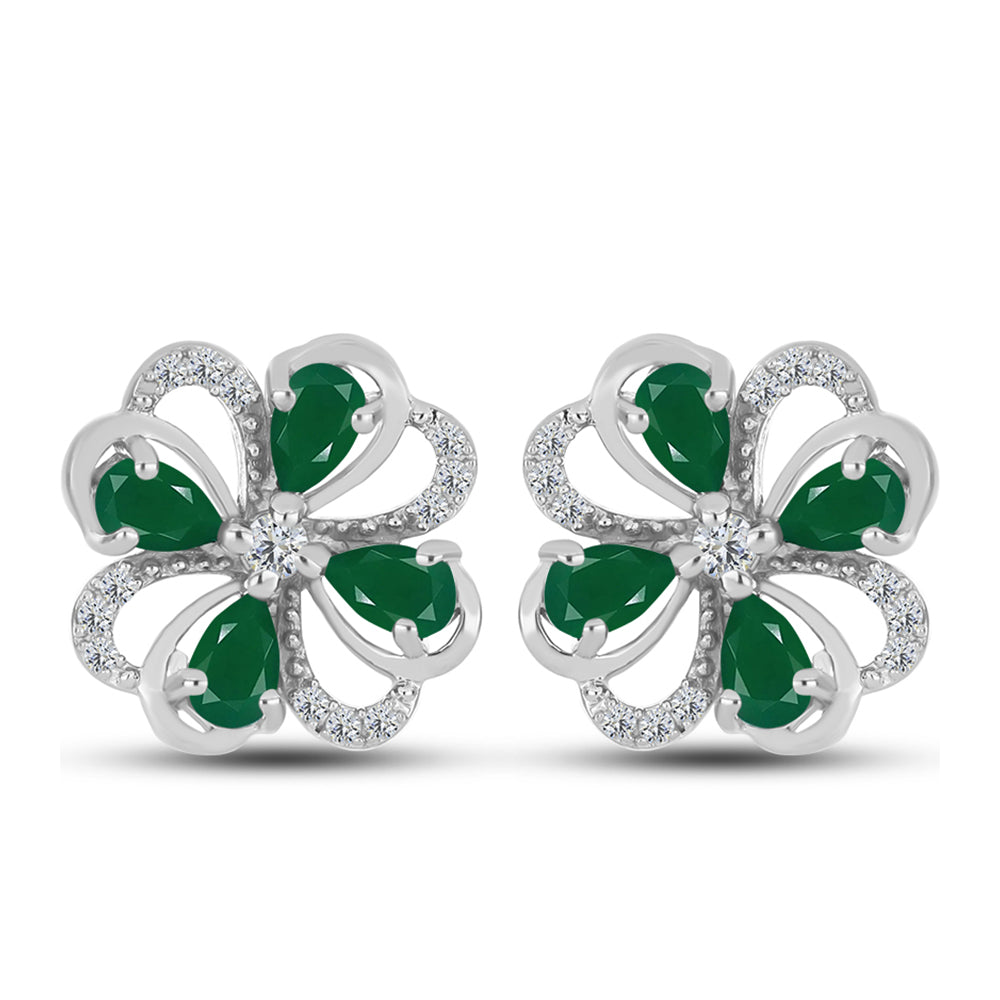 Cercei din Argint 925 ( 5.31 grame ) cu Calcedon Verde și Topaz Alb 1.89 Carate