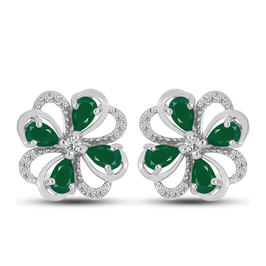 Cercei din Argint 925 ( 5.31 grame ) cu Calcedon Verde și Topaz Alb 1.89 Carate