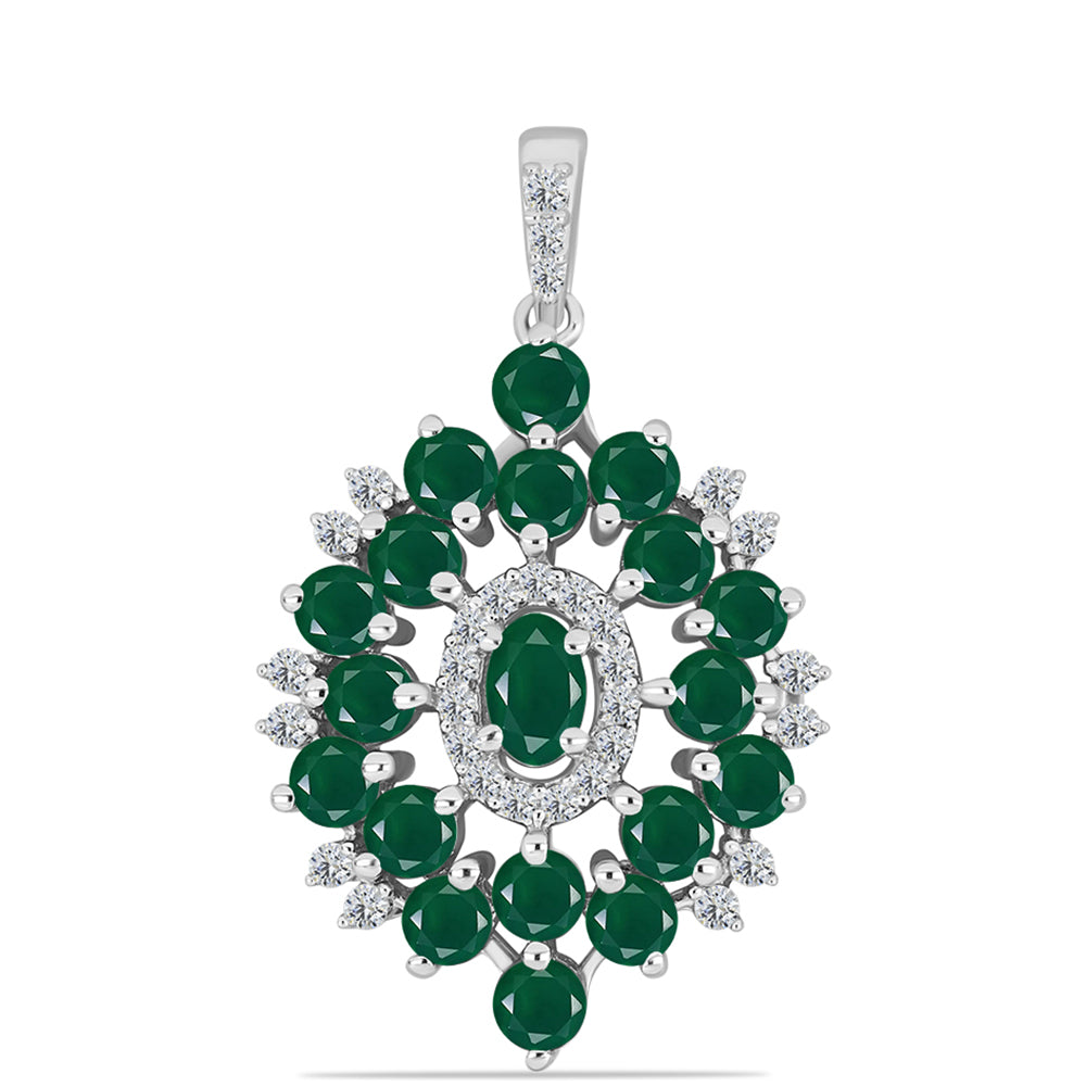 Pandantiv din Argint 925 ( 2.69 grame ) cu Calcedon Verde și Topaz Alb 2.56 Carate 1 