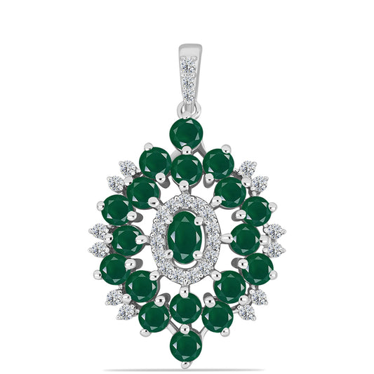 Pandantiv din Argint 925 ( 2.69 grame ) cu Calcedon Verde și Topaz Alb 2.56 Carate