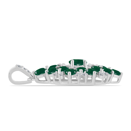 Pandantiv din Argint 925 ( 2.69 grame ) cu Calcedon Verde și Topaz Alb 2.56 Carate