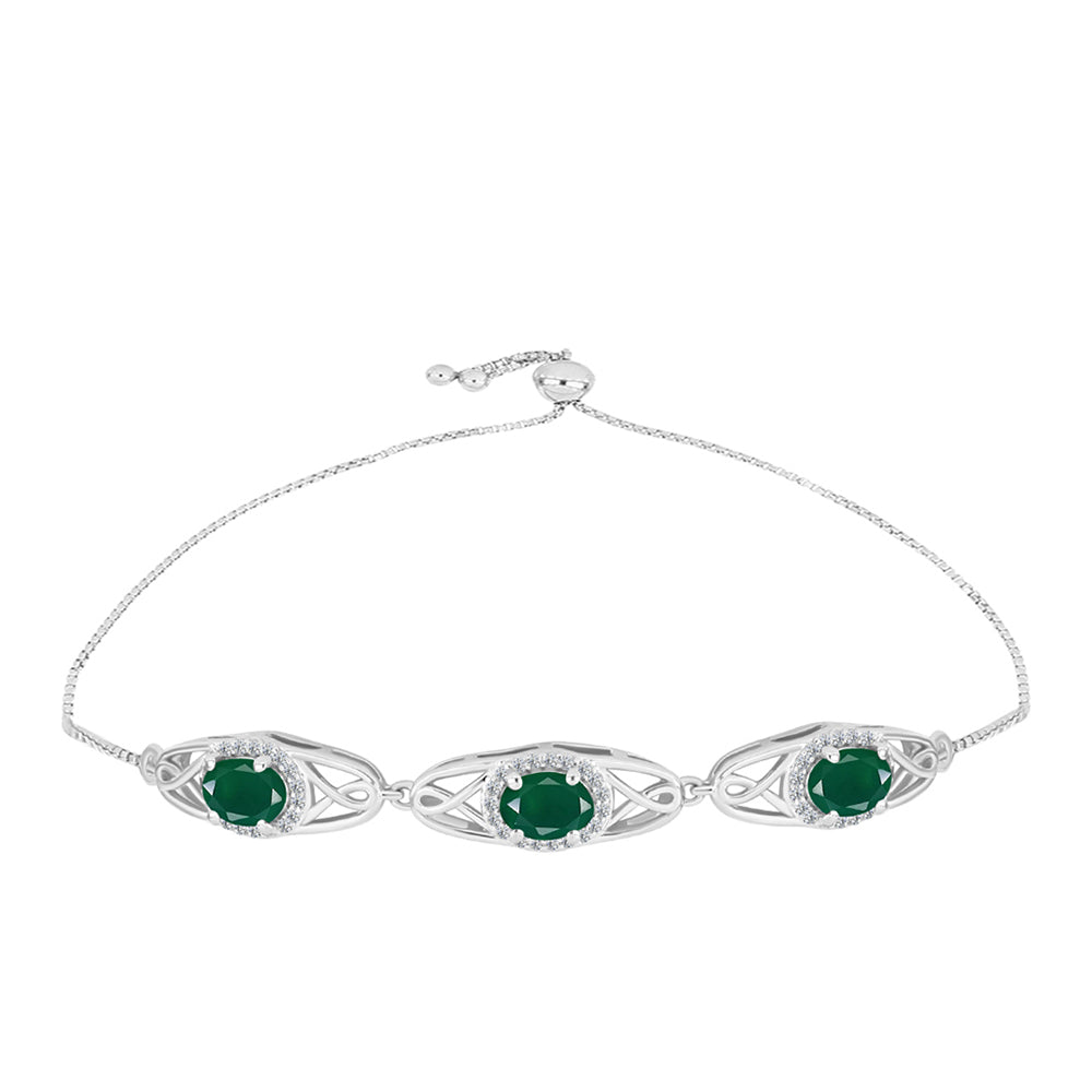 Brățară din Argint 925 ( 5.42 grame ) cu Agat Verde și Topaz Alb 2.39 Carate