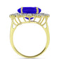 Inel din Argint 925 Placat cu Aur ( 4.06 grame ) cu Agat Albastru și Topaz Alb 9.25 Carate