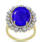 Inel din Argint 925 Placat cu Aur ( 4.06 grame ) cu Agat Albastru și Topaz Alb 9.25 Carate