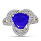 Inel din Argint 925 Placat cu Aur ( 4.08 grame ) cu Agat Albastru și Topaz Alb 3.58 Carate