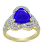 Inel din Argint 925 Placat cu Aur ( 4.08 grame ) cu Agat Albastru și Topaz Alb 3.58 Carate