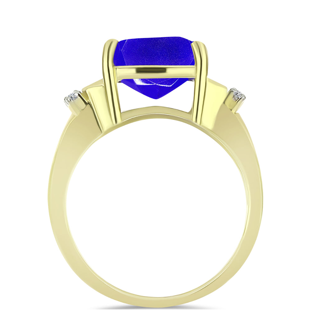 Inel din Argint 925 Placat cu Aur ( 3.45 grame ) cu Agat Albastru și Topaz Alb 3.74 Carate
