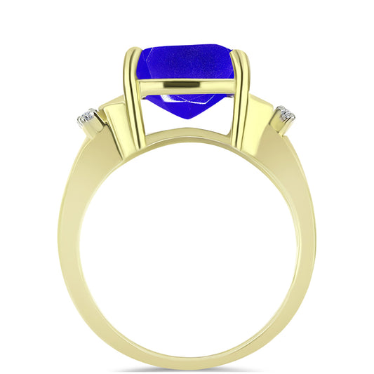 Inel din Argint 925 Placat cu Aur ( 3.45 grame ) cu Agat Albastru și Topaz Alb 3.74 Carate