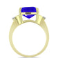 Inel din Argint 925 Placat cu Aur ( 3.45 grame ) cu Agat Albastru și Topaz Alb 3.74 Carate