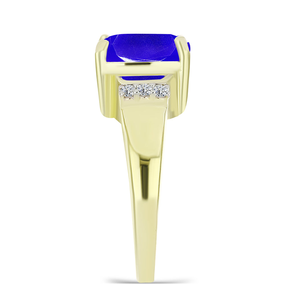 Inel din Argint 925 Placat cu Aur ( 3.45 grame ) cu Agat Albastru și Topaz Alb 3.74 Carate 4 