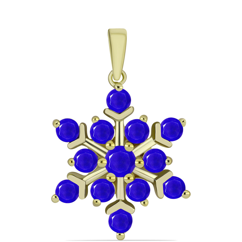 Pandantiv din Argint 925 Placat cu Aur ( 2.57 grame ) cu Agat Albastru 1.6 Carate 1 