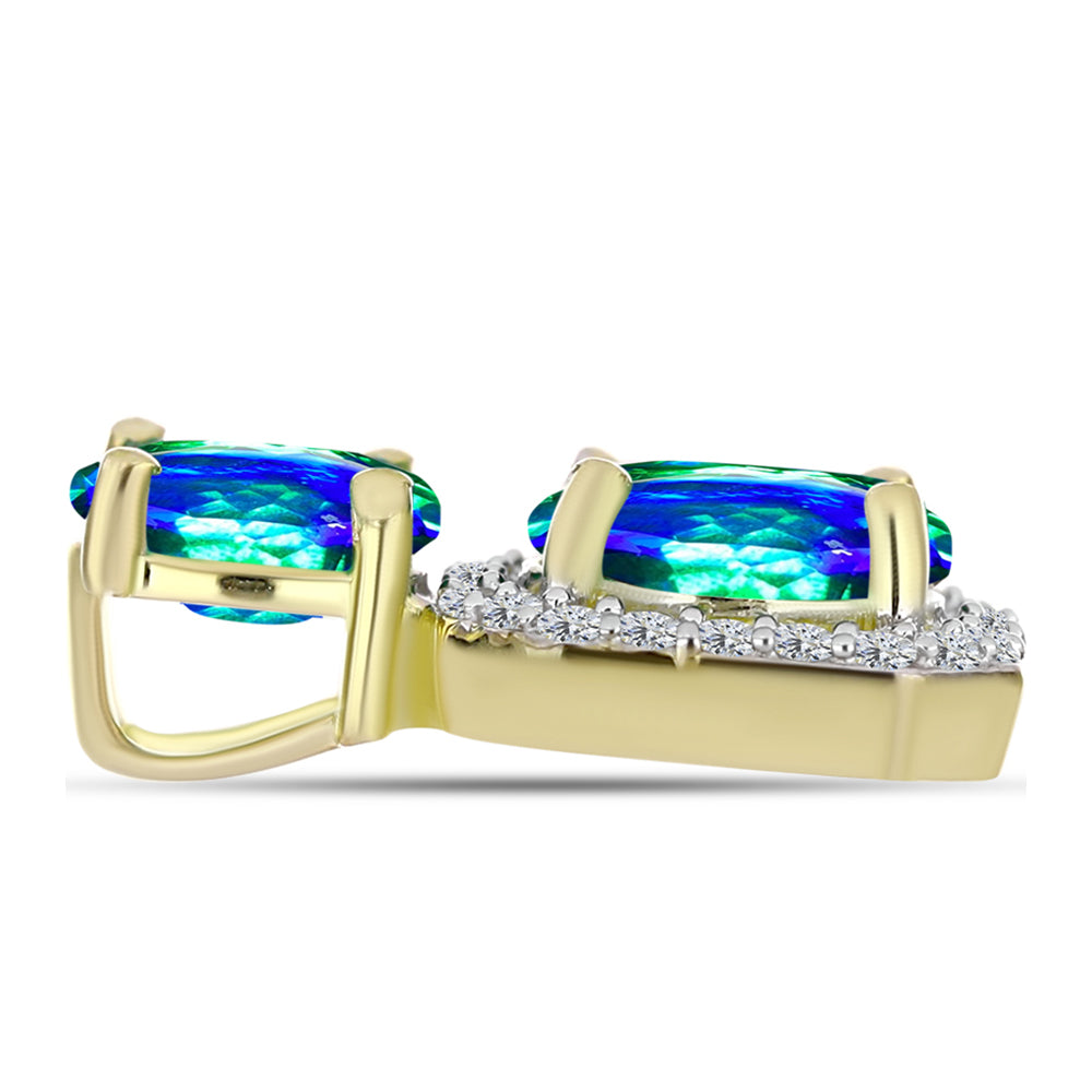 Pandantiv din Argint 925 Placat cu Aur ( 1.54 grame ) cu Cuarț Păun și Topaz Alb 2.28 Carate