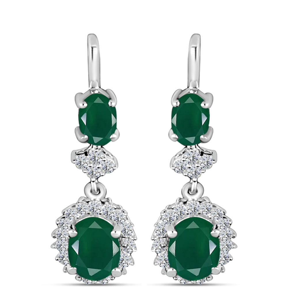 Cercei din Argint 925 ( 3.92 grame ) cu Calcedon Verde și Topaz Alb 3.62 Carate