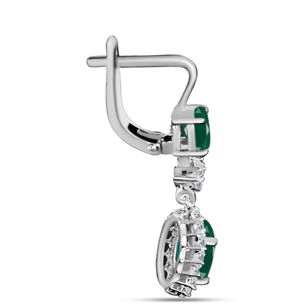 Cercei din Argint 925 ( 3.92 grame ) cu Calcedon Verde și Topaz Alb 3.62 Carate 2 