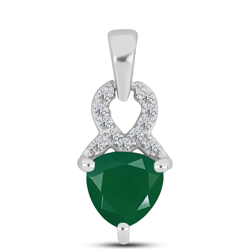 Pandantiv din Argint 925 ( 0.91 grame ) cu Calcedon Verde și Topaz Alb 1.17 Carate