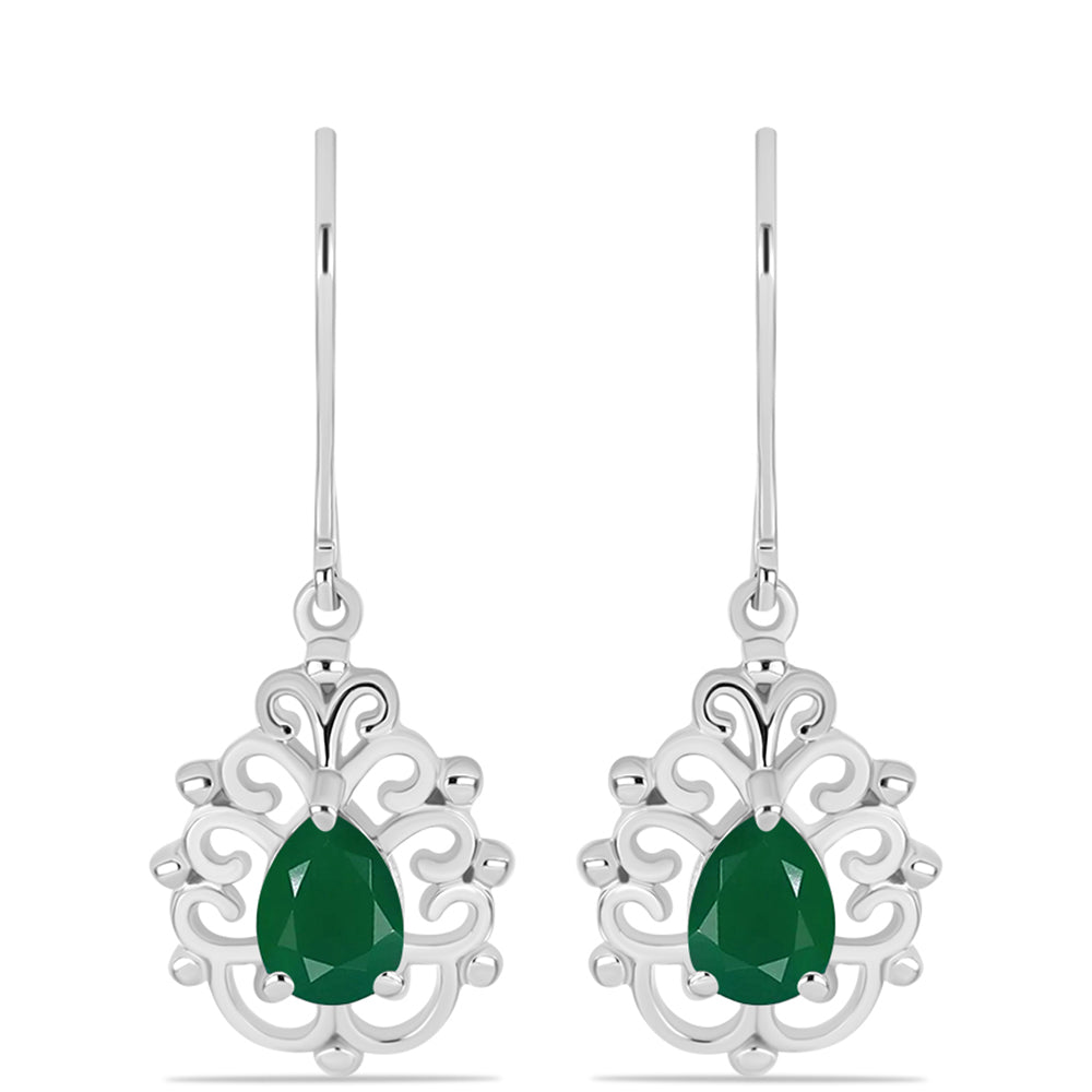 Cercei din Argint 925 ( 2.96 grame ) cu Calcedon Verde 1.19 Carate 1 