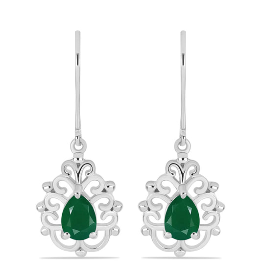 Cercei din Argint 925 ( 2.96 grame ) cu Calcedon Verde 1.19 Carate