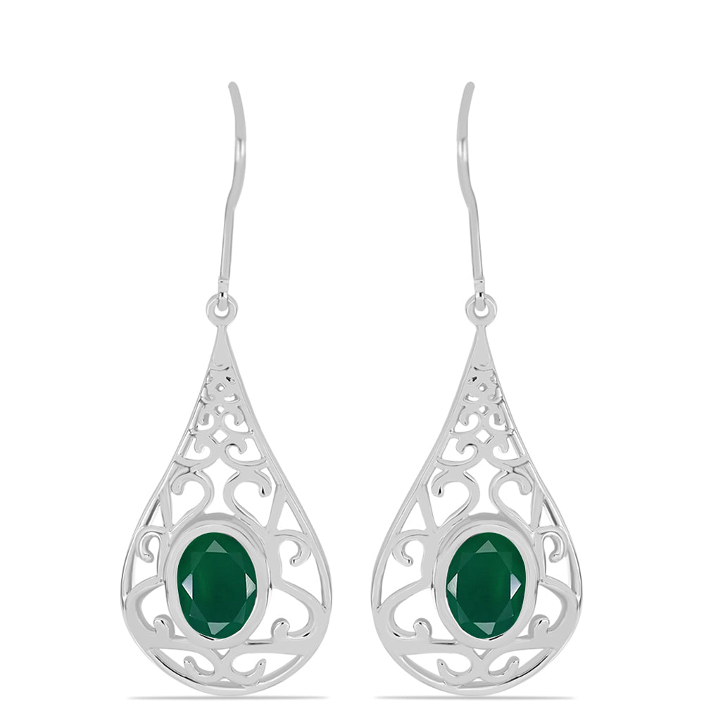Cercei din Argint 925 ( 4.64 grame ) cu Calcedon Verde 2.21 Carate
