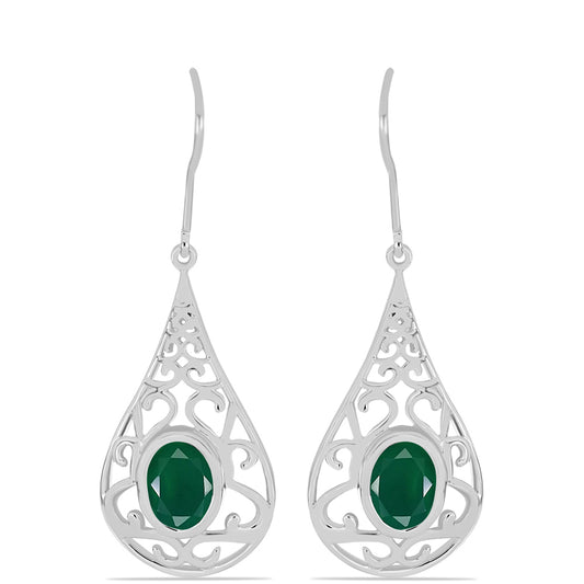 Cercei din Argint 925 ( 4.64 grame ) cu Calcedon Verde 2.21 Carate