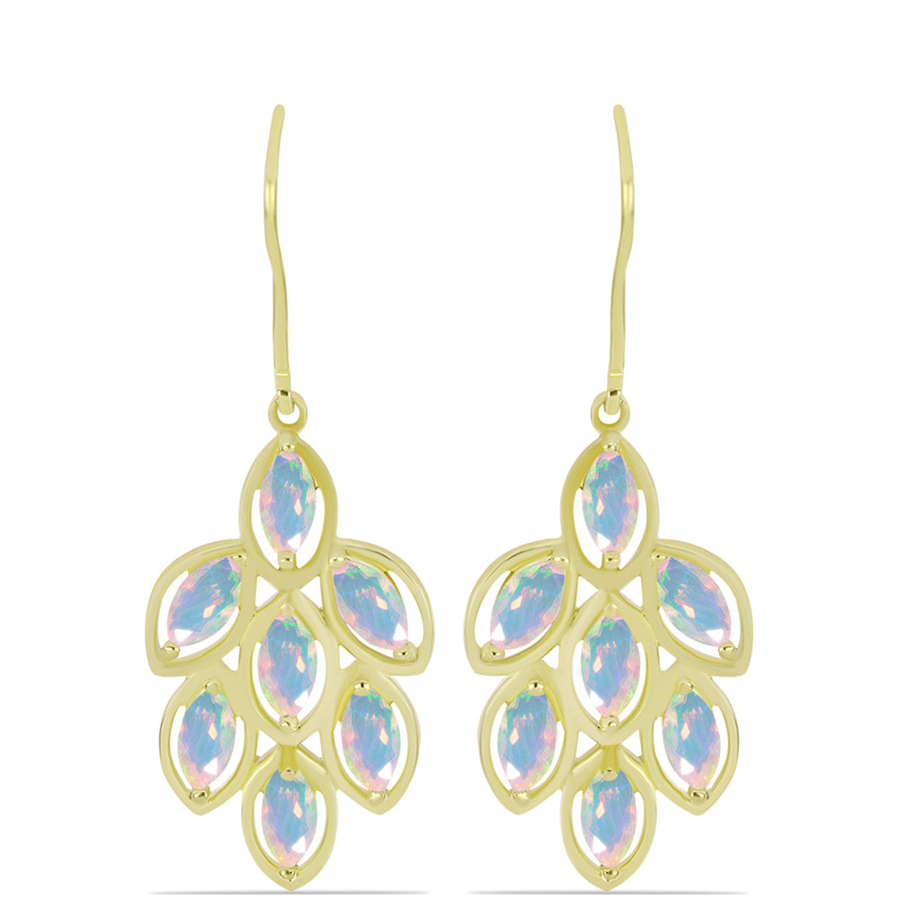 Cercei din Argint 925 Placat cu Aur ( 4.64 grame ) cu Opal Welo 2.11 Carate 1 