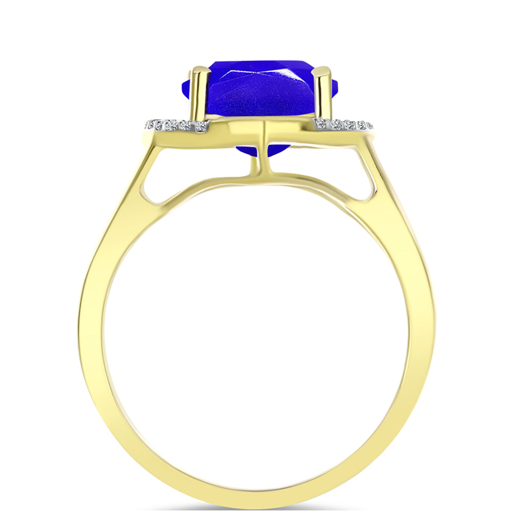 Inel din Argint 925 Placat cu Aur ( 3.31 grame ) cu Agat Albastru și Topaz Alb 5.14 Carate 2 