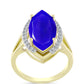 Inel din Argint 925 Placat cu Aur ( 3.31 grame ) cu Agat Albastru și Topaz Alb 5.14 Carate