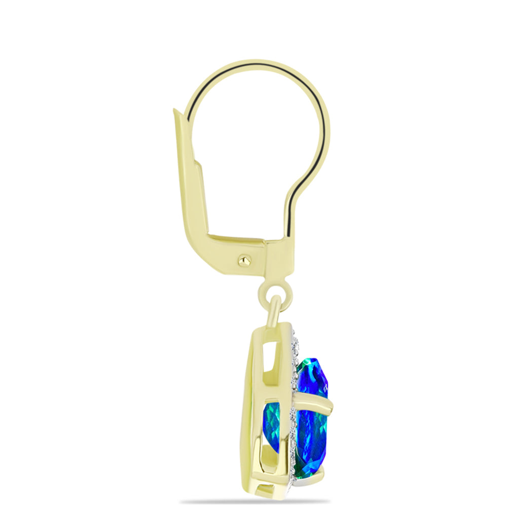 Cercei din Argint 925 Placat cu Aur ( 2.5 grame ) cu Cuarț Păun și Topaz Alb 3.69 Carate 2 