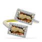 Inel din Argint 925 Placat cu Aur ( 3.38 grame ) cu Cuarț Coniac și Topaz Alb 1.81 Carate