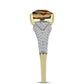 Inel din Argint 925 Placat cu Aur ( 3.67 grame ) cu Cuarț Coniac și Topaz Alb 4.34 Carate