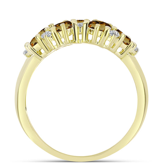 Inel din Argint 925 Placat cu Aur ( 4.73 grame ) cu Cuarț Coniac și Topaz Alb 3.16 Carate