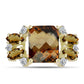 Inel din Argint 925 Placat cu Aur ( 2.77 grame ) cu Cuarț Coniac și Topaz Alb 3.9 Carate