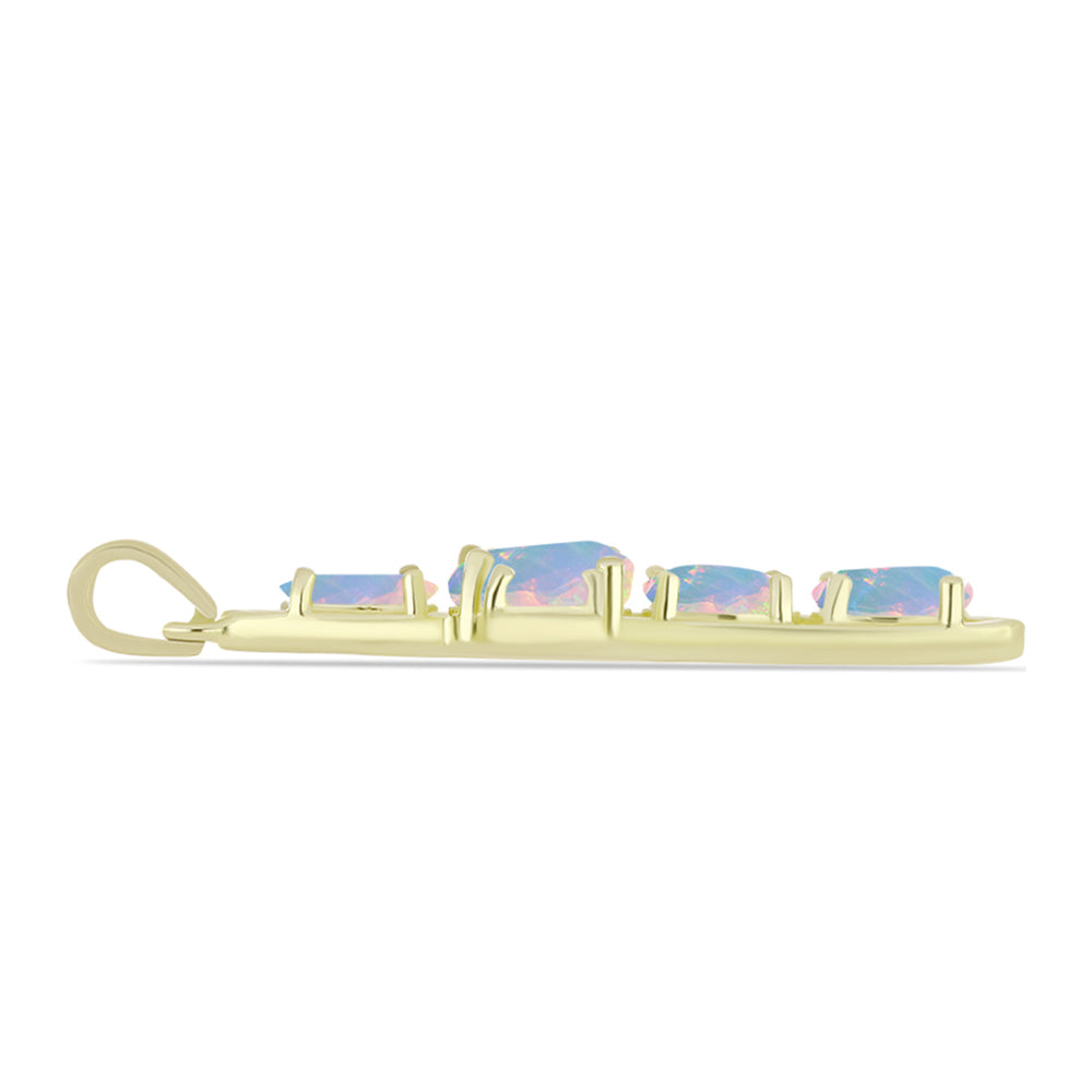 Cruce Pandantiv din Argint 925 Placat cu Aur ( 1.8 grame ) cu Opal Welo 1.91 Carate 2 