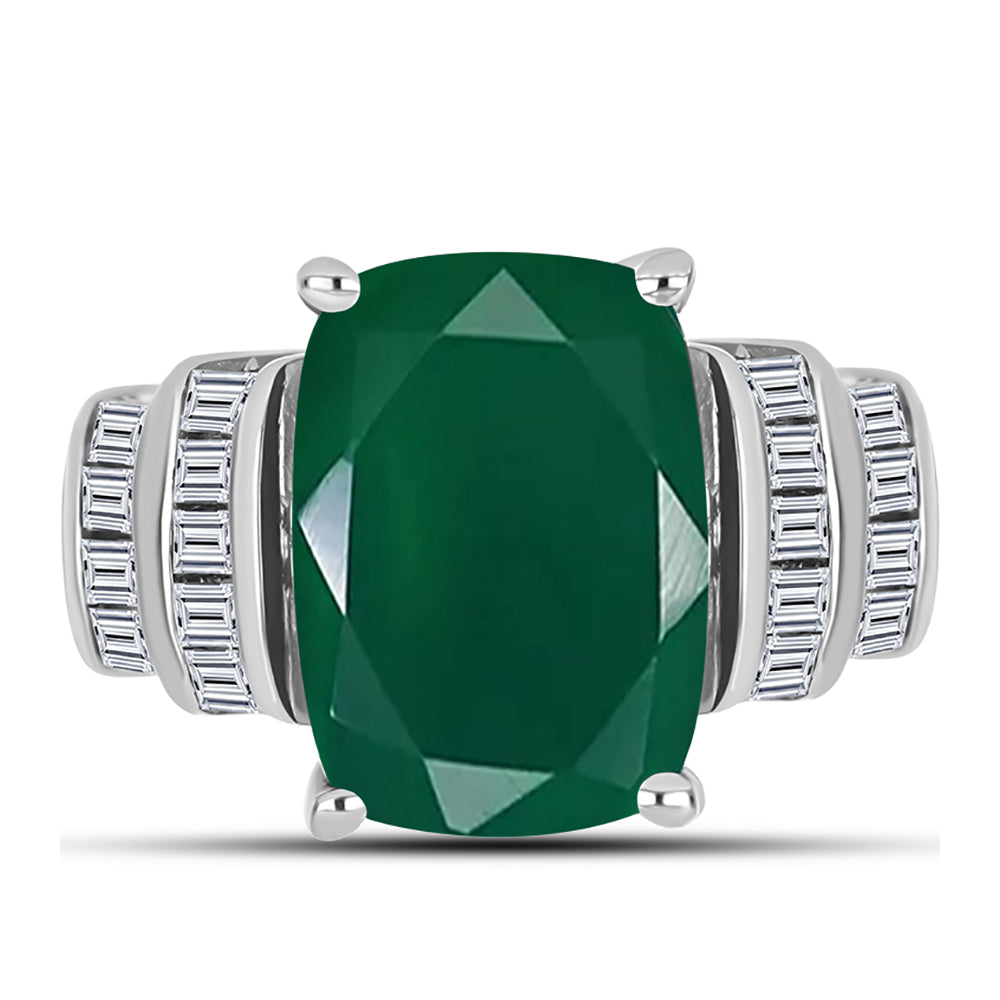 Inel din Argint 925 ( 4.69 grame ) cu Calcedon Verde și Zircon Alb 7.52 Carate 1 