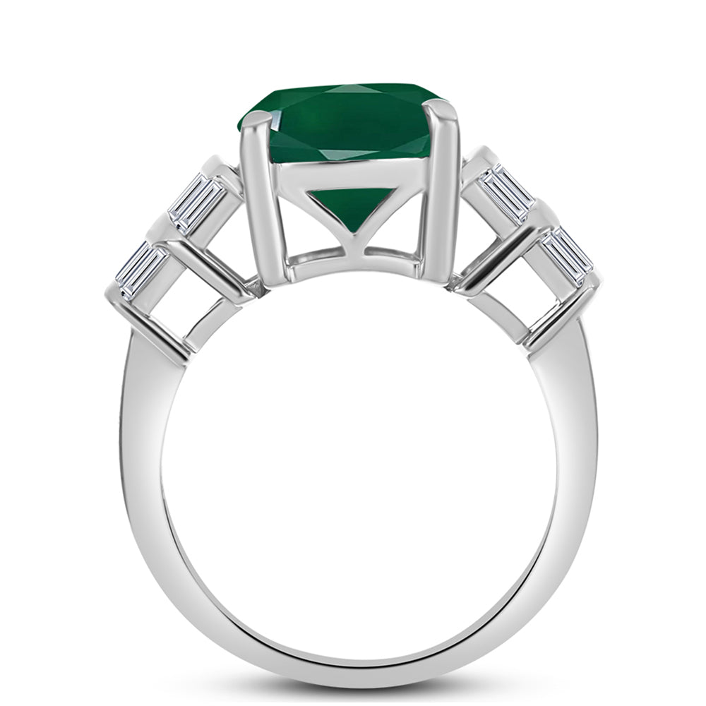 Inel din Argint 925 ( 4.69 grame ) cu Calcedon Verde și Zircon Alb 7.52 Carate 2 