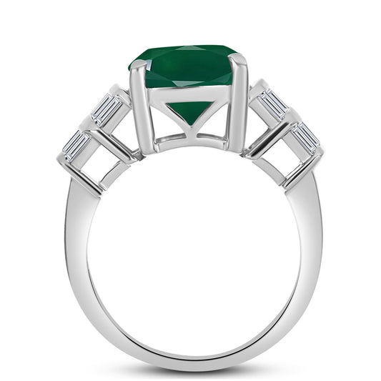 Inel din Argint 925 ( 4.69 grame ) cu Calcedon Verde și Zircon Alb 7.52 Carate
