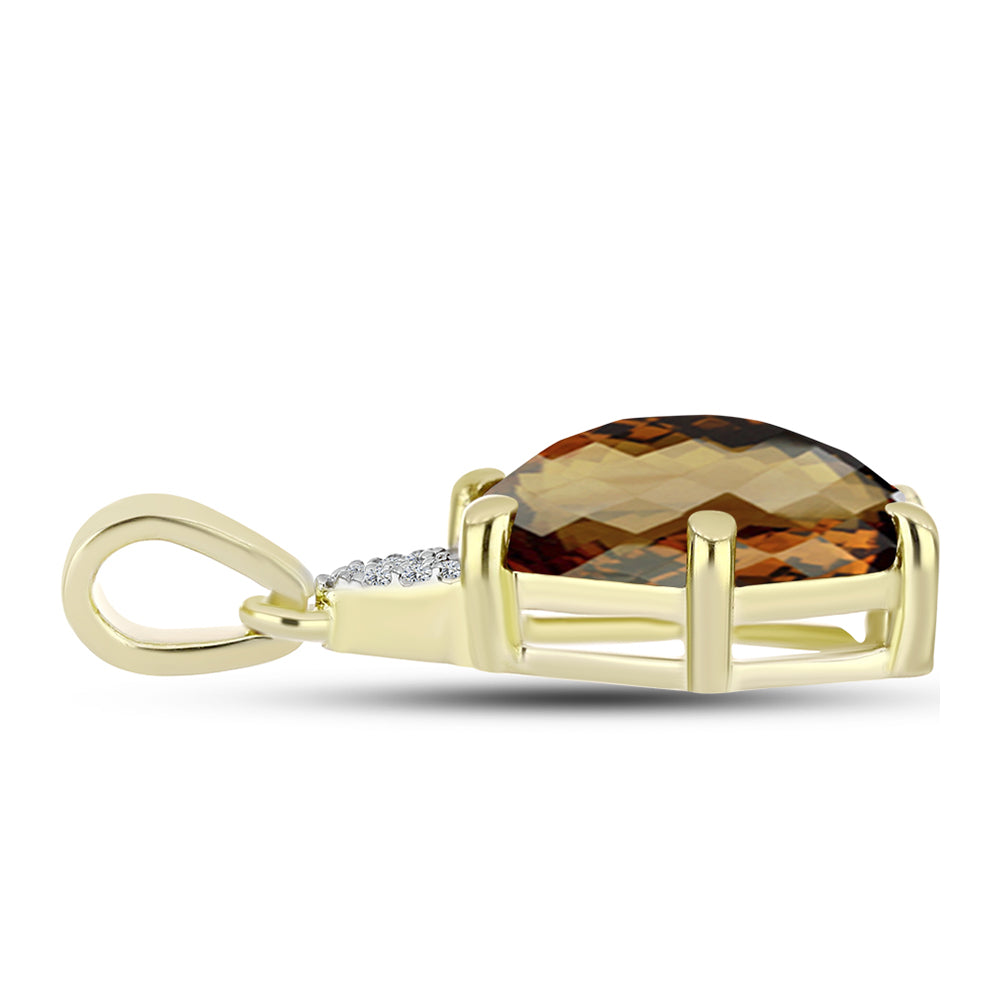 Pandantiv din Argint 925 Placat cu Aur ( 1.55 grame ) cu Cuarț Coniac și Topaz Alb 5.95 Carate