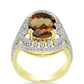 Inel din Argint 925 Placat cu Aur ( 5.72 grame ) cu Cuarț Coniac și Topaz Alb 5.51 Carate