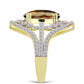 Inel din Argint 925 Placat cu Aur ( 5.72 grame ) cu Cuarț Coniac și Topaz Alb 5.51 Carate