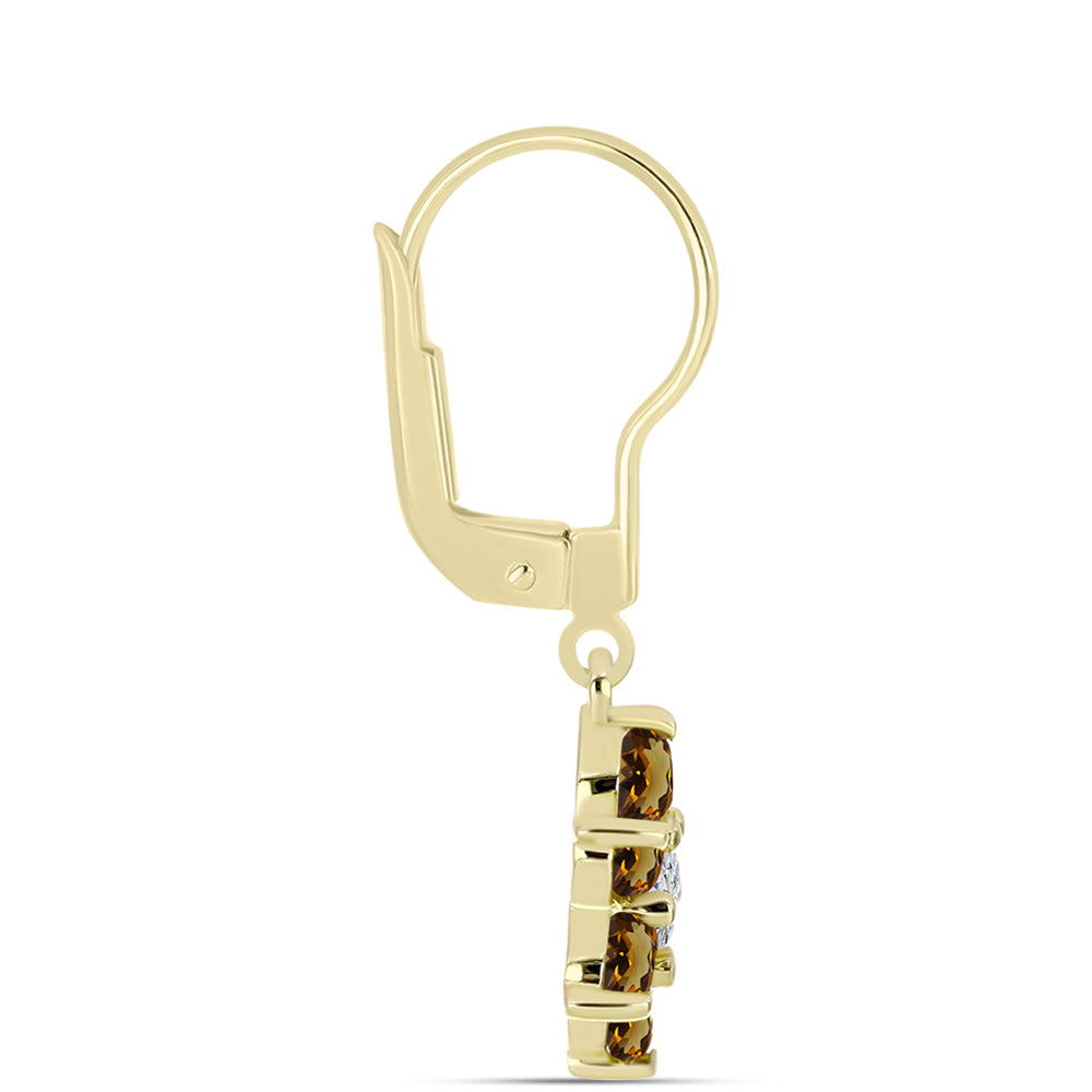 Cercei din Argint 925 Placat cu Aur ( 2.38 grame ) cu Cuarț Coniac și Topaz Alb 1.93 Carate