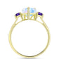 Inel din Argint 925 Placat cu Aur ( 2.05 grame ) cu Piatra Lunii Curcubeu și Ametist Marocan 1.98 Carate