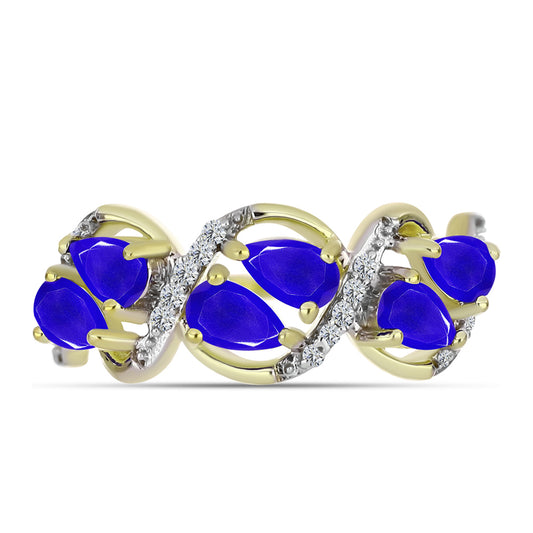 Inel din Argint 925 Placat cu Aur ( 3.11 grame ) cu Agat Albastru și Topaz Alb 1.3 Carate