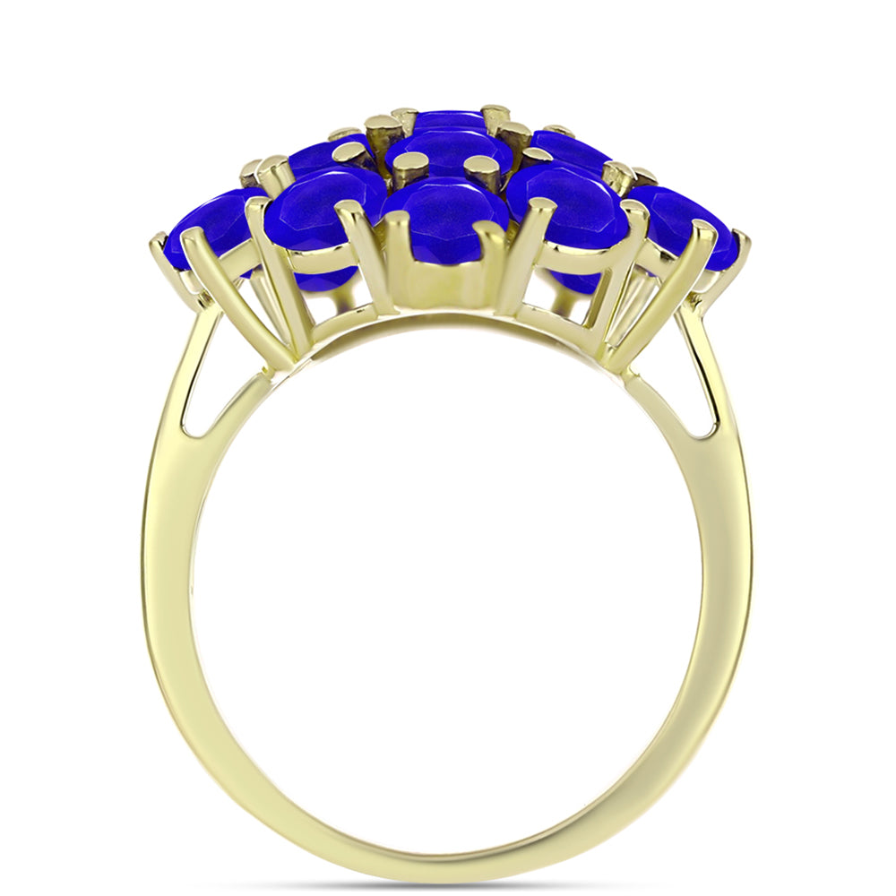 Inel din Argint 925 Placat cu Aur ( 3.8 grame ) cu Agat Albastru 3.88 Carate 2 