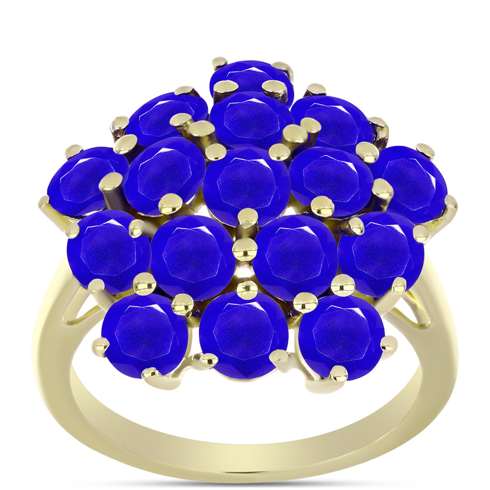 Inel din Argint 925 Placat cu Aur ( 3.8 grame ) cu Agat Albastru 3.88 Carate