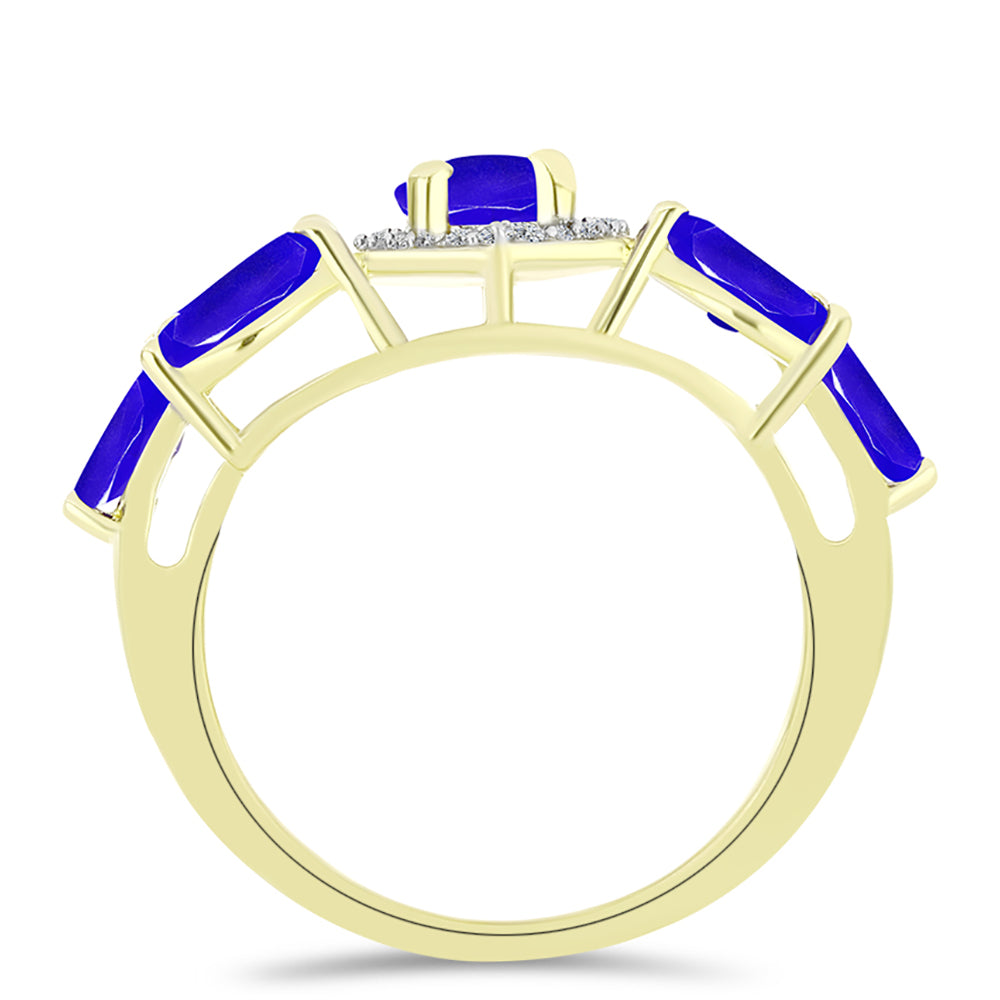 Inel din Argint 925 Placat cu Aur ( 3.73 grame ) cu Agat Albastru și Topaz Alb 3.09 Carate
